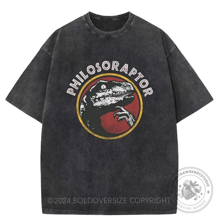 Philosoraptor Dinosaur Vintage Washed T-Shirt